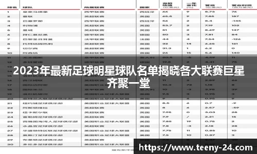 2023年最新足球明星球队名单揭晓各大联赛巨星齐聚一堂